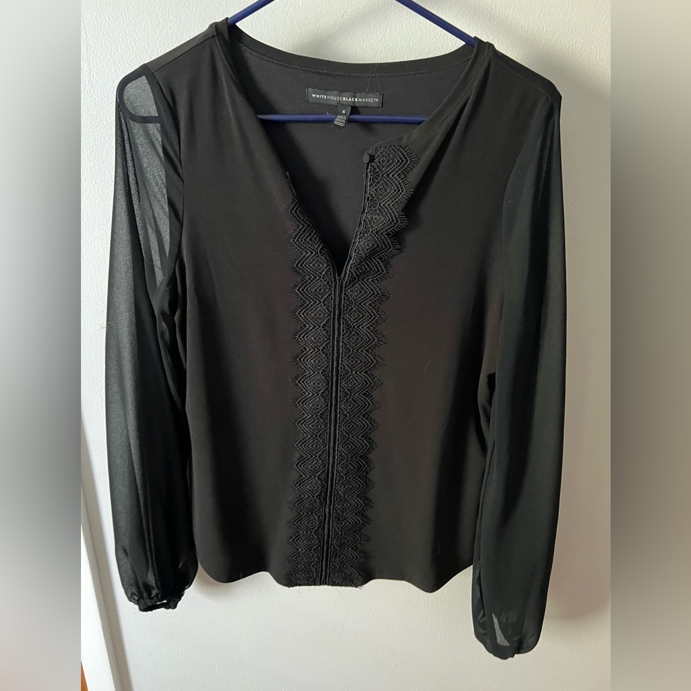 WHBM black sheer top. Size small.